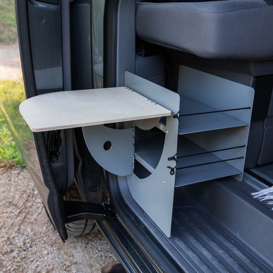Schuhregal VW California mit Klapptisch, Shoeboxx, Trittstufenregal - VANhackers